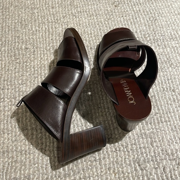Vintage Joan & David Brown Leather Block Heel Sandals/Clogs/Mules size 8.5 - Picture 3 of 9